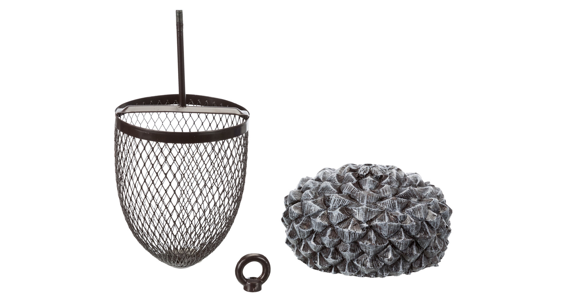 Žalud - zásobník na ptačí krmivo, 700 ml/14×22 cm, pryskyřice/kov