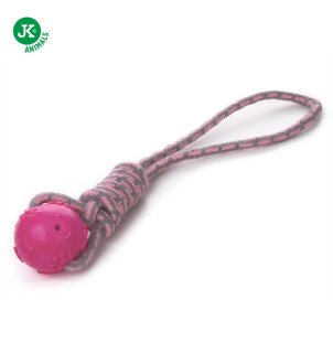 JK Animals Bavlněné přetahovadlo s TPR růžovým míčem 42cm